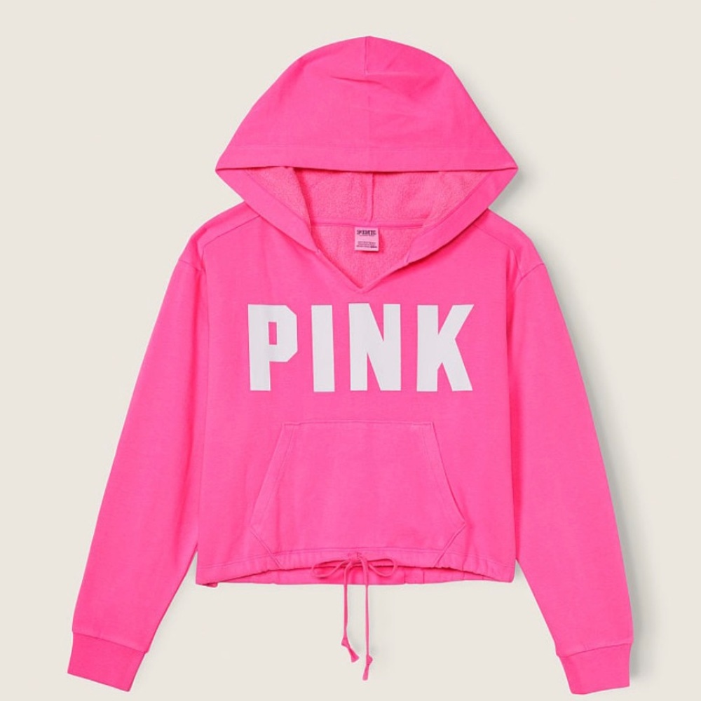 Pink cropped hoodie small